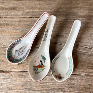Vintage Porcelain Soup Spoons