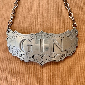 Liquor Decanter Label Tags Kirk Stieff Pewter Bourbon Scotch Gin Gin