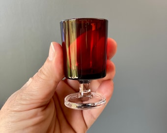 1950s Footed Cordial Glasses -  Set of 2 - Ruby Glass