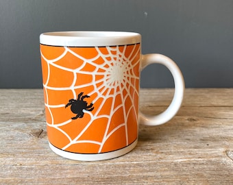 Vintage J J I Halloween Mug - Spiderweb Mug