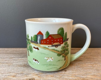 Vintage Farm Homestead Cows Mug - Made in Japan