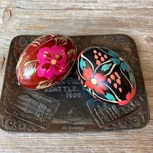 Set of 2 Vintage Wooden Eggs - Vintage Ukrainian Egg
