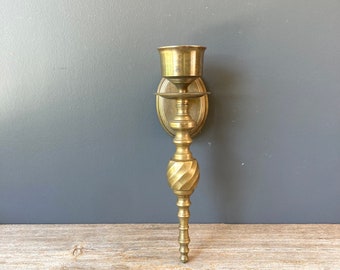 Vintage Twisted Brass Wall Candle Sconce