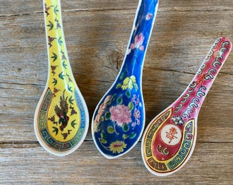 Vintage Porcelain Soup Spoons