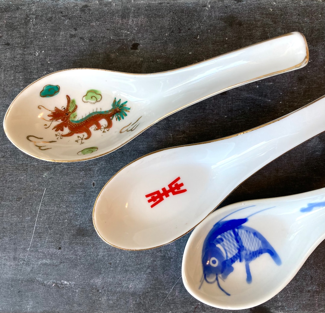 Vintage Porcelain Soup Spoons Etsy