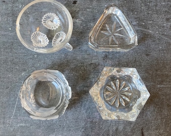 Antique Salt Cellar Set of 4 Mix Matched Clear