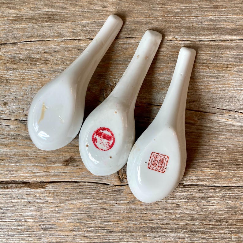 Vintage Porcelain Soup Spoons