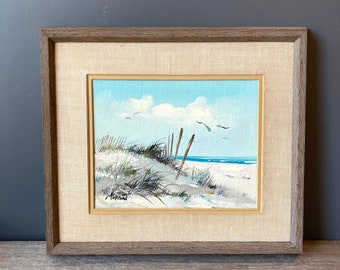 Vintage Sand Dunes Painting - Framed Ocean Painting