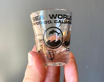 Mid Century Sea World Souvenir Screen Printed Shot Glass