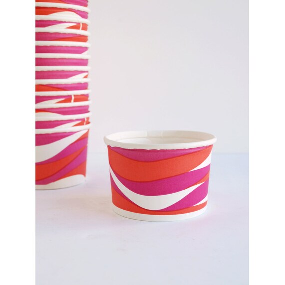Items similar to Paper Serving Bowls Neon Pink and Orange Lily