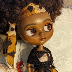 Blythe African Princess 4pc Set - Maxi Dress, Head Wrap, Crochet Belt, and Crochet Shawl - Ready 2 Ship!