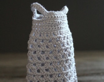 Blythe Gray Babydoll Crochet Dress with Scalloped Hem - Made to Order