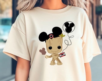 Comfort Colors Groot Disney Shirt, Halloween Groot T-shirt, Mickey Ears Sweatshirt, Groot With Balloon Tee, Guardians of the Galaxy Gift