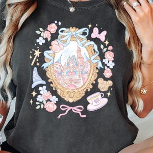 Comfort Colors Disney Magical Castle Coquette Shirt, Pink Bow Disney Girls Trip T-Shirt, Disney Bow Castle Tee, Disney Coquette Sweatshirt