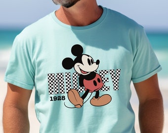 Comfort Colors Checkered Mickey T-Shirt, Disney Mickey Mouse 1928 Shirt, Disneyworld Matching Tee, Retro Disney Trip Sweatshirt, Disney Gift