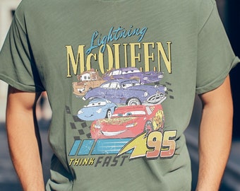 Comfort Colors Vintage Lightning McQueen Shirt, 95 Lightning McQueen T-Shirt, Radiator Springs Tee, Rusteze Cars Sweatshirt, WDW Family Gift