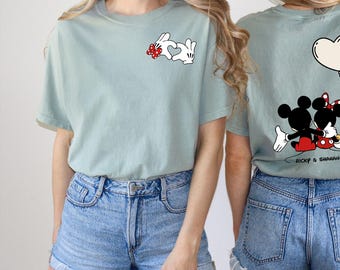 Comfort Colors Custom Disney Couple Shirt, Disney Valentine T-Shirt, Personalized Disney Matching Tee, Mickey and Minnie Lovely Couple Gift