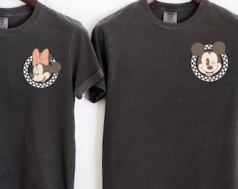 Comfort Colors Mickey and Minnie Couples Shirt, Mickey Checkered T-Shirt, Minnie Checkered Sweatshirt, Disney Trip Tee, Disneyworld Gifts