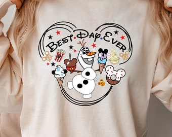 Comfort Colors Olaf Best Day Ever Shirt, Best Day Ever Frozen Snacks T-Shirt, Snacks Sweatshirt, Disney Olaf Snacks Tee, Frozen Olaf Gift