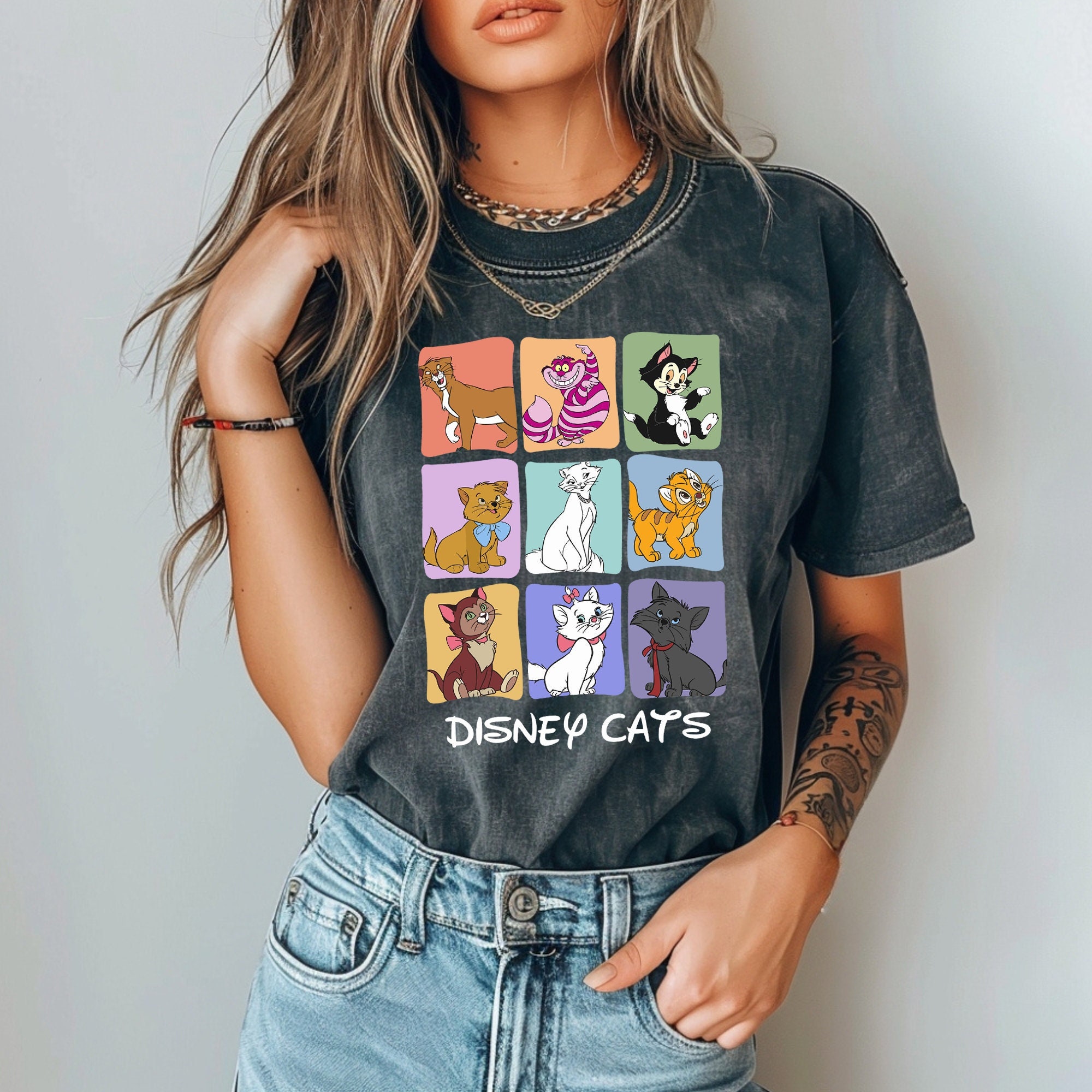Komfort Farben Disney Katzen Shirt, Disney Katzen Liebhaber T-Shirt, Mädchen Reise Sweatshirt, Geschenk für Katzenliebhaber, Magic Kingdom T-Shirt, The Aristocats Tee