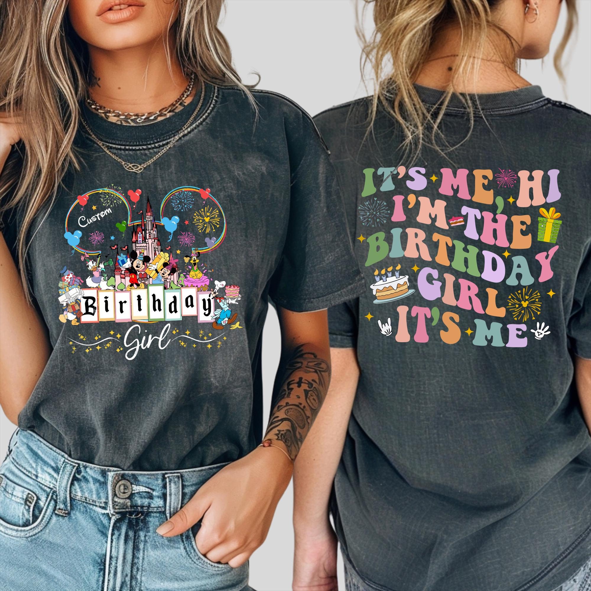 Comfort Colors Birthday Girl Custom Name Shirt, It's Me Hi I'm The Birthday Girl Tee, Mickey And Friends T-Shirt, Best Birthday Ever Gift
