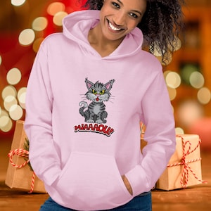 Unisex Hoodie with Cat Illustration, Feline Friend Hoodie, Cat Lover Gift, Whiskered Hoodie, Meow Hoodie, Pawsome Buddy Hoodie
