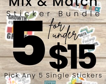Teacher Sticker 5-Pack: Mix & Match Vinyl Decals for Classroom Decor