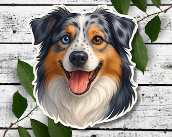 Blue Merle Australian Shepherd Sticker: Heterochromia Aussie Dog Magnet