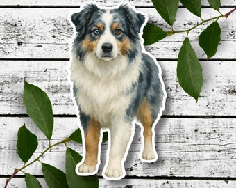 Blue Merle Australian Shepherd Sticker: Waterproof Aussie Dog Decal