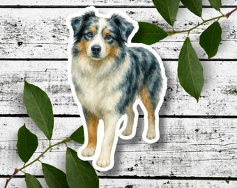 Blue Merle Australian Shepherd Sticker or Magnet | Aussie Dog Lover Gift, Herding Dog Decal, Glossy Vinyl, Waterproof Pet Sticker