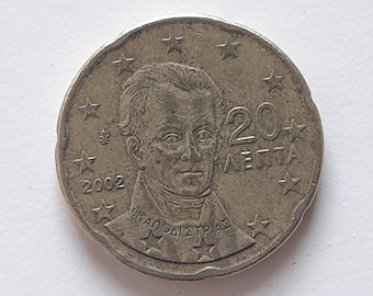 Seltene Münze 20 Euro Cent 2002 Lepta GRIECHENLAND