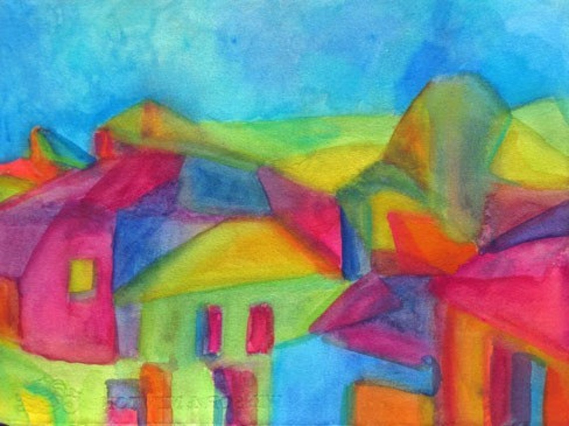 Abstract watercolor Italy bold bright colors travel image 0