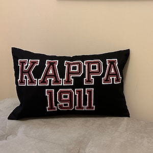 KAPPA 1911 Fraternity Rectangle Embroidered Greek letter Pillow, lumbar pillow, crossing gift, fraternity gift (insert included)