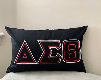 DELTA SIGMA THETA Embroidered Lumbar Pillow: Sorority Crossing Gift