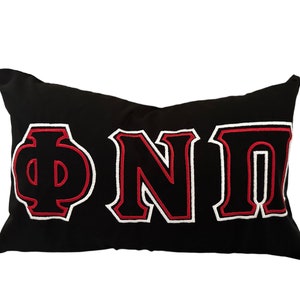 PHI NU PI Kappa Alpha Psi Fraternity Embroidered Greek letter Pillow, lumbar pillow, crossing gift, fraternity gift (insert included)