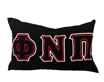PHI NU PI Kappa Alpha Psi Fraternity Embroidered Greek letter Pillow, lumbar pillow, crossing gift, fraternity gift (insert included)