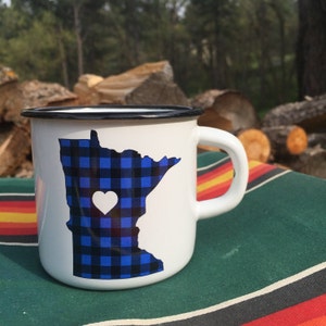 Camping Mug Minnesota Flannel Enamel Camp Mug Minnesota Flannel Love Enamelware Minnesota Coffee Mug Backpacking Mug by Oh Geez Desig image 2