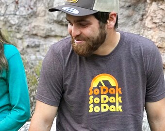 Retro Camping South Dakota Tee – Unisex Triblend SoDak T-Shirt