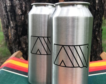 Camp SoDak Beer Pint Cup Set of Two - South Dakota Tall Boy 16oz Stainless Steel Pints by Oh Geez! Design - SoDak Reusable Miir Camp Pints