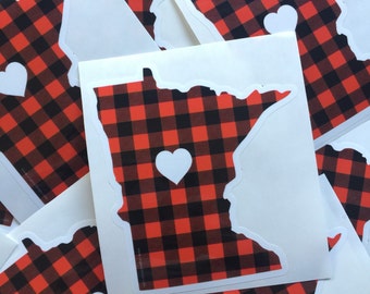 Minnesota Love Sticker - Buffalo Check Flannel State Pride