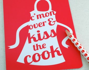 Dinner Party Invitations, Postcard Set - Kiss the Cook Set of 10 - Hostess Gift