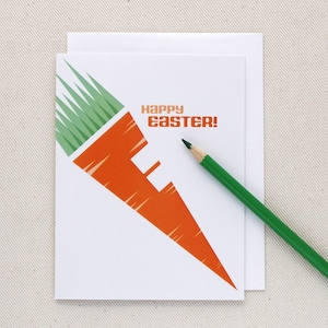 Cartão de feliz Páscoa - Cartão engraçado de Páscoa - Cartão de feliz Páscoa com cenoura e coelhinho da Páscoa para crianças por Oh Geez Design