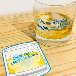 On the Rocks Under the Stars Whiskey Glass by Oh Geez Design Whiskey Rocks Glass Bourbon Glass Retro Starburst Whisky Rocks Glass image 8