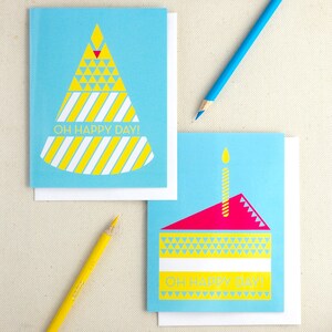 Birthday Card Oh Happy Day Birthday Balloon Geometric Modern Birthday Card image 4