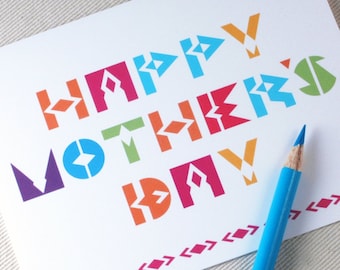 Modern Mothers Day Card - Happy Mothers Day Card - Geometric by Oh Geez Design