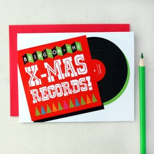 Kerstkaart - Breng de Kerstkaart van Kerstmis records aan - Unieke kerstgroetkaart