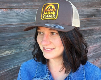 SoDak South Dakota Trucker Cap - Retro Camping South Dakota Snapback Trucker Hat - SoDak Cap by Oh Geez! Design