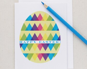 Modern Easter Card - Happy Easter Greeting Card - Easter Egg Colorful and Geometric Modern Easter Card by Oh Geez! Design