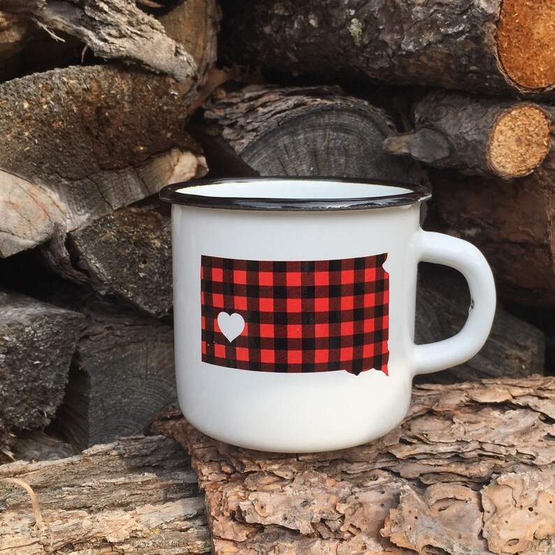 Camping Mug Minnesota Flannel Enamel Camp Mug Minnesota Flannel Love Enamelware Minnesota Coffee Mug Backpacking Mug by Oh Geez Desig image 5