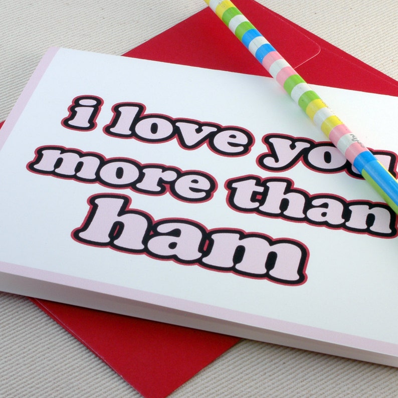 I Love You More Than Bacon Greeting Card Valentine by Oh Geez Design image 5